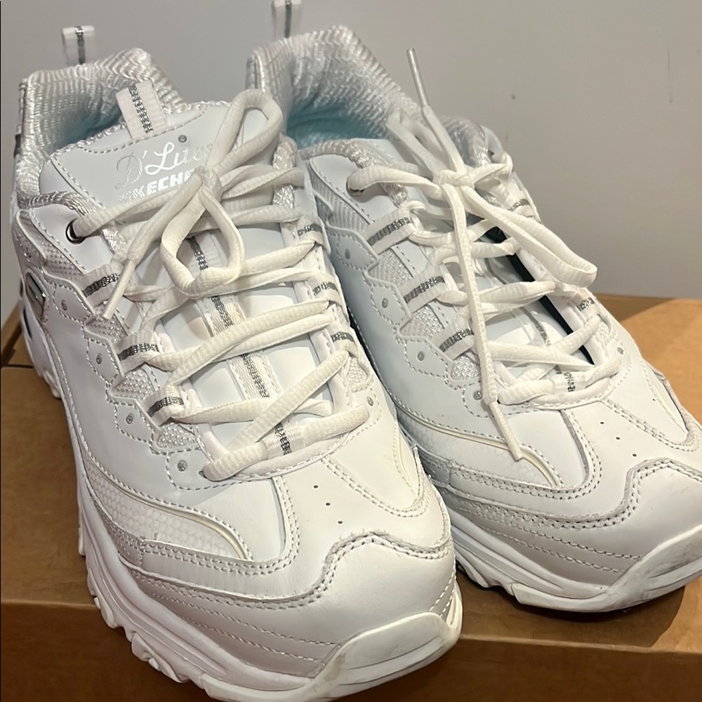 Skechers D'Lites White Athletic Shoes
